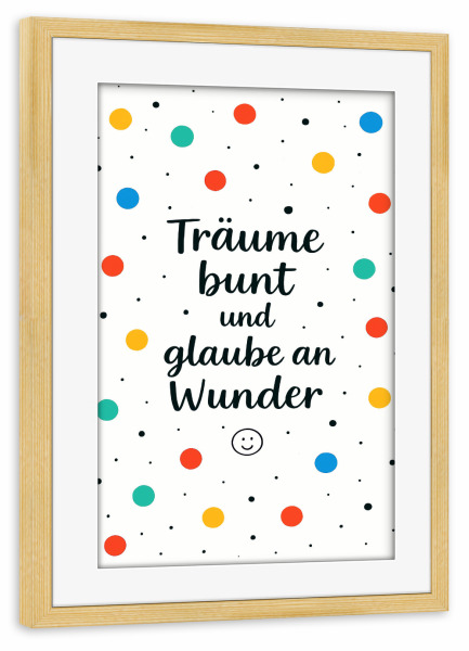 Poster mit Rahmen kiefer "Träume Bunt" artboxONE - Für Kinder,Buchstaben,Für Mama