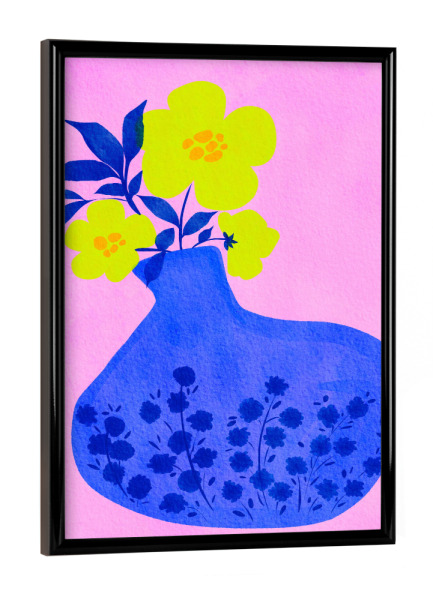 Poster mit schwarzem Rahmen "Blue flower vase" artboxONE - Floral,Abstrakt