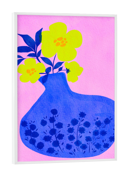 Poster mit weißem Rahmen "Blue flower vase" artboxONE - Floral,Abstrakt