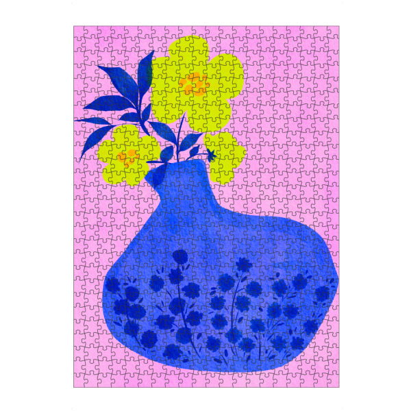 Puzzle Ravensburger "Blue flower vase" artboxONE - Floral,Abstrakt