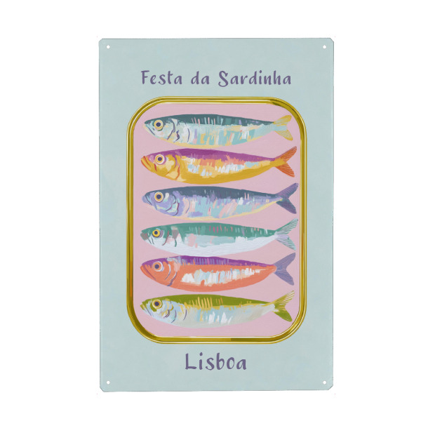 Holzbild "Sardinenliebe in Portugal" artboxONE - Typografie,Tiere,Reise / Länder