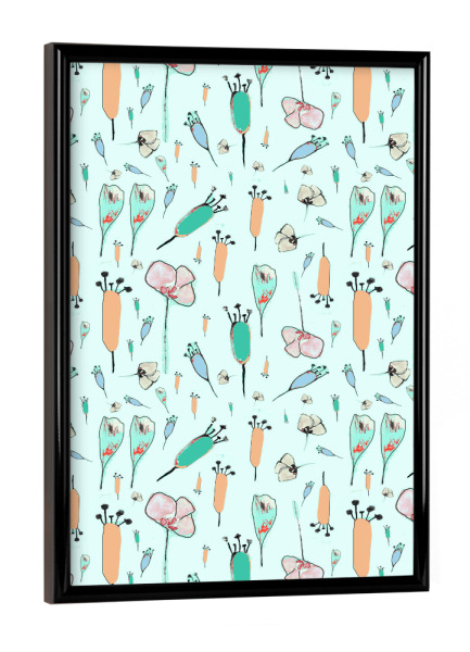 Poster mit schwarzem Rahmen "Blumenwiese hell" artboxONE - Floral