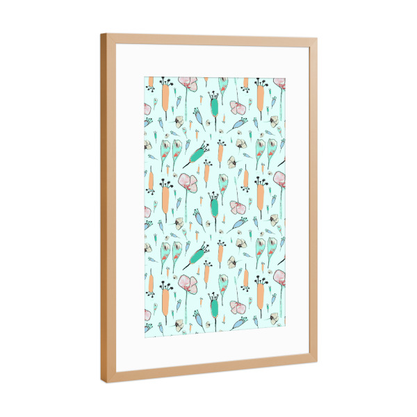 Poster mit Rahmen Kupfer "Blumenwiese hell" artboxONE - Floral