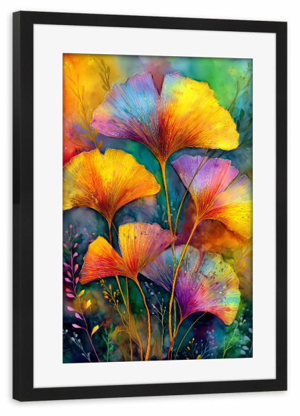 Poster mit Rahmen schwarz "Ginkgo Biloba AG" artboxONE - Natur,Floral - Ginkgo,Biloba,Gingko biloba,Baum,Wald,Blätter,Natur
