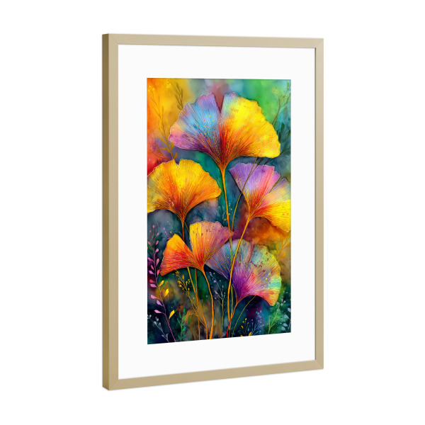 Poster mit Rahmen Gold "Ginkgo Biloba AG" artboxONE - Natur,Floral - Ginkgo,Biloba,Gingko biloba,Baum,Wald,Blätter,Natur