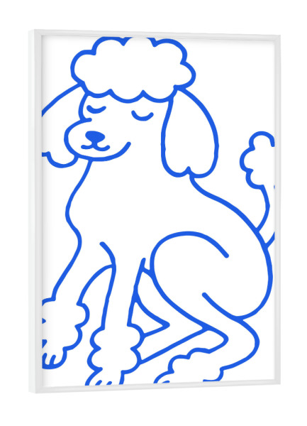 Poster mit weißem Rahmen "The Serene Poodle" artboxONE - Tiere - Poodle,Minimalist,Serene,Dog,Pet art,Tranquility