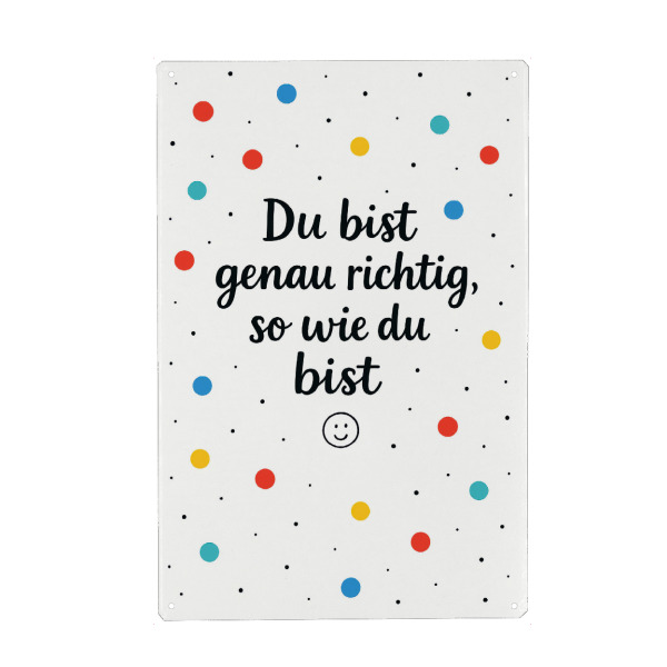 Metall Poster "Du bist genau richtig" artboxONE - Für Kinder,Buchstaben,Für Mama