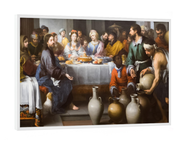 Poster mit weißem Rahmen "Das Ehefest in Kana" artboxONE - Menschen,Für Mama,Für Papa - Ehefest,Kana,Bibel,Bartolomé esteban murillo,Barock,Kunst,Mal