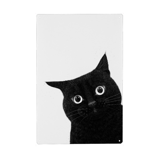 Holzbild "Lustige pinkelnde schwarze Katze" artboxONE - Für Kinder,Tiere,Für Mama,Halloween,Lustig