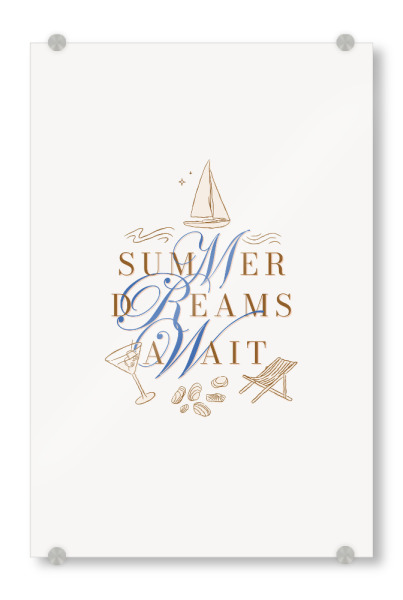 Acrylglasbild "Sommerträume erwarten" artboxONE - Reise,Reise / Strand und Meer - Sommer,Sonne,Urlaub,Strand,Spaß,Meer,Tropisch,Reise,Cocktail,Stuhl