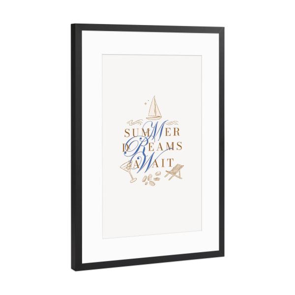 Poster mit Rahmen Schwarz (Metallic) "Sommerträume erwarten" artboxONE - Reise,Reise / Strand und Meer