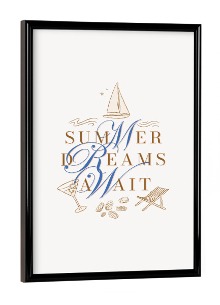 Poster mit schwarzem Rahmen "Sommerträume erwarten" artboxONE - Reise,Reise / Strand und Meer