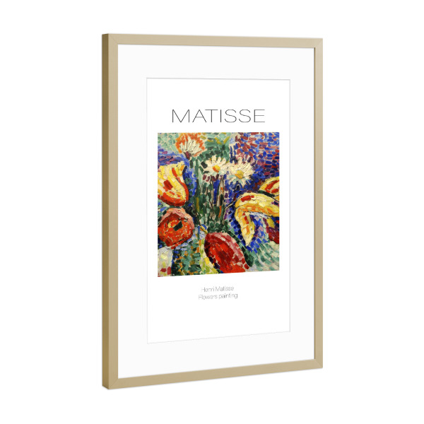 Poster mit Rahmen Gold "Henri Matisse Blumen Gemälde" artboxONE - Floral,Abstrakt