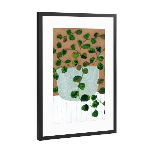 Poster mit Rahmen Schwarz (Metallic) "Trailing foliage in vase" artboxONE - Natur,Floral