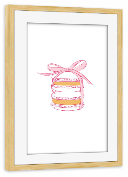 Poster mit Rahmen kiefer "Macarons paar florale Illustration" artboxONE - Floral,Essen & Trinken