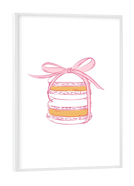 Poster mit weißem Rahmen "Macarons paar florale Illustration" artboxONE - Floral,Essen & Trinken