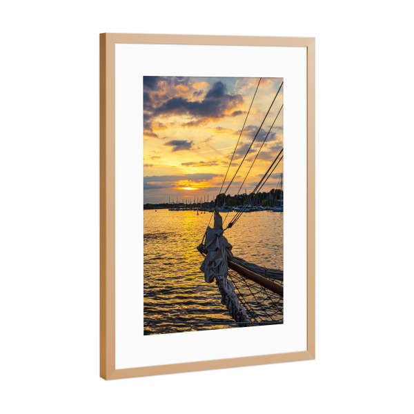 Poster mit Rahmen Kupfer "Warnow im Sonnenuntergang" artboxONE - Städte,Natur,Reise