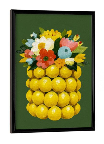 Poster mit schwarzem Rahmen "Zitronenvase Chic" artboxONE - Natur,Floral,Essen & Trinken / Obst & Gemüse