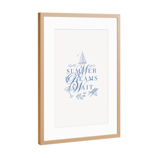 Poster mit Rahmen Kupfer "Sommerträume erwarten blau" artboxONE - Reise,Reise / Strand und Meer