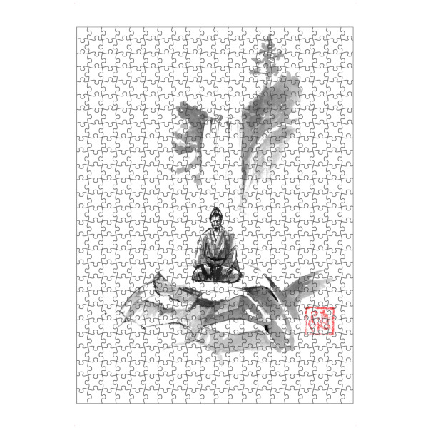 Puzzle Ravensburger "Meditation" artboxONE - Reise / Asien - Meditation,Herbst,Stein,Sumie,Japan,Samurai - Bild meditation