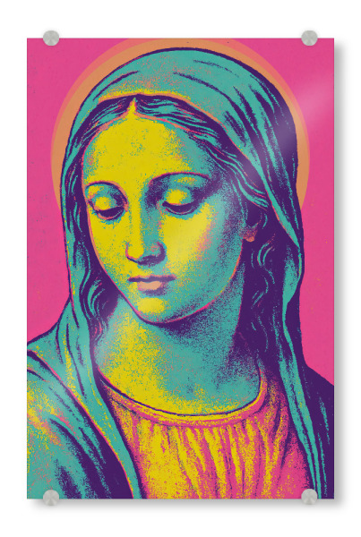 Acrylglasbild "Saint Aura (neon Edition)" artboxONE - Menschen,Für Mama,Für Papa - Maria,Aura,Neon,Dekorativ,Modern,Gesicht,Frau,Schön