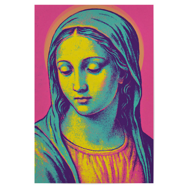 Poster "Saint Aura (neon Edition)" artboxONE - Menschen,Für Mama,Für Papa - Maria,Aura,Neon,Dekorativ,Modern,Gesicht,Frau,Schön