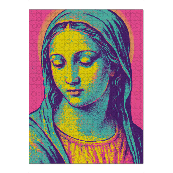Puzzle Ravensburger "Saint Aura (neon Edition)" artboxONE - Menschen,Für Mama,Für Papa - Maria,Aura,Neon,Dekorativ,Modern,Gesicht,Frau,Schön