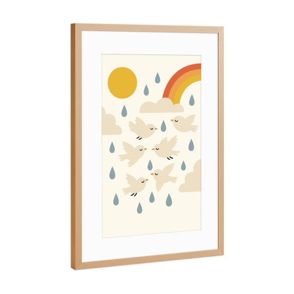 Poster mit Rahmen Kupfer "Birds In Rain" artboxONE - Für Kinder,Tiere,Für Mama
