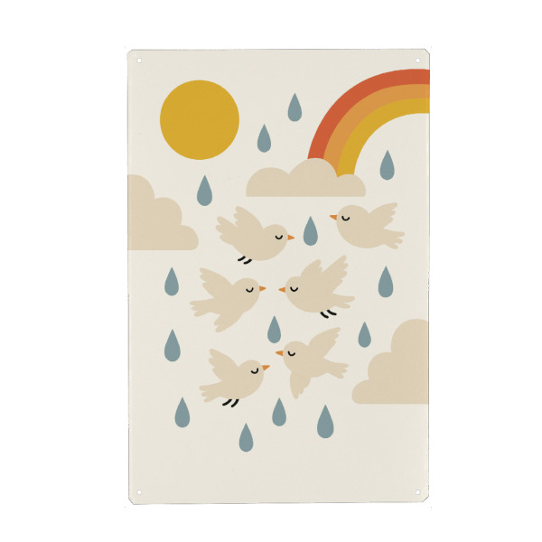 Metall Poster "Birds In Rain" artboxONE - Für Kinder,Tiere,Für Mama