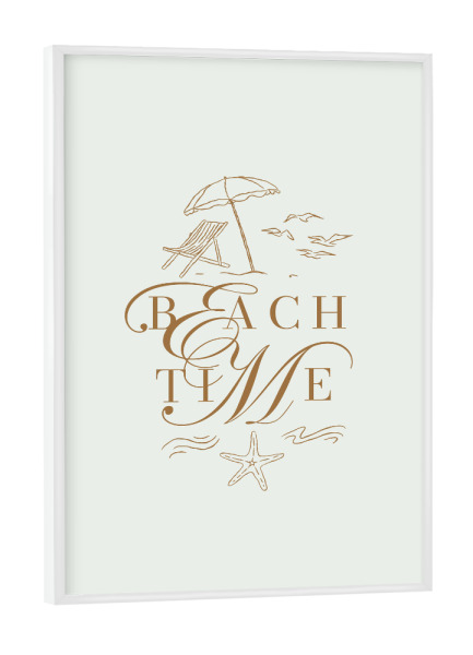 Poster mit weißem Rahmen "Sommer Strandzeit braun" artboxONE - Reise,Reise / Strand und Meer
