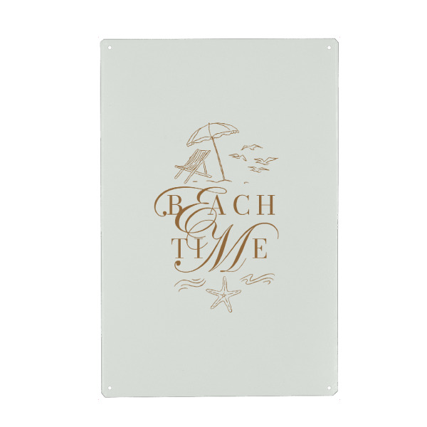 Metall Poster "Sommer Strandzeit braun" artboxONE - Reise,Reise / Strand und Meer - Sommer,Sonne,Urlaub,Strand,Ferien,Spaß,Meer,Tropisch,Reisen,Natur