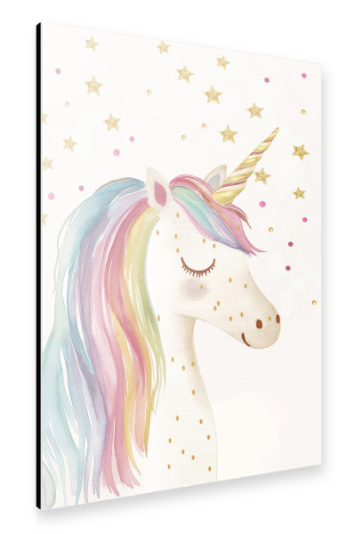 Alu-Dibond "Einhorn Magie mit Glitzer Sternen" 75x50 cm artboxONE