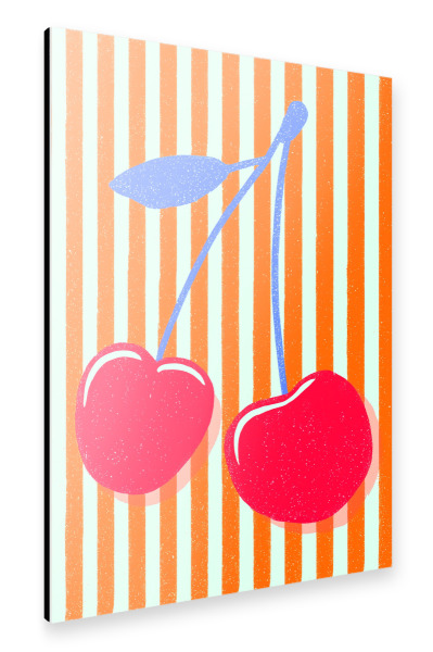 Alu-Dibond "Streifenkunst mit Kirschen" 75x50 cm artboxONE