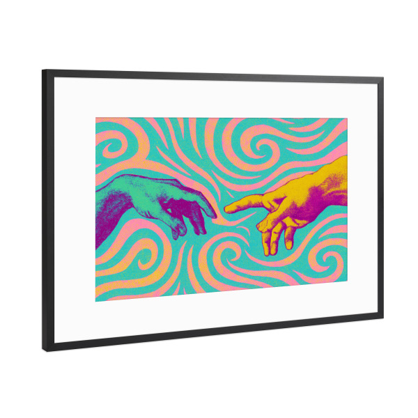 Poster mit Rahmen Schwarz (Metallic) "The Touch (Neon Edition)" artboxONE - Abstrakt,Für Mama,Für Papa