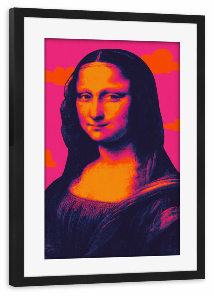 Poster mit Rahmen schwarz "Mona Lisa (Neon Edition)" artboxONE - Abstrakt,Menschen,Für Mama - Mona lisa,Menschen,Leonardo da vinci,Neon,Pink,Orange