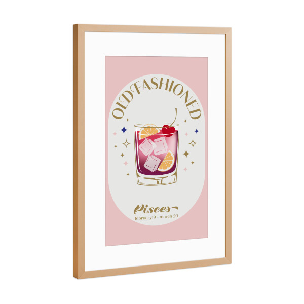 Poster mit Rahmen Kupfer "Old Fashioned Cocktail Zodiac Sign" artboxONE - Essen & Trinken / Alkohol