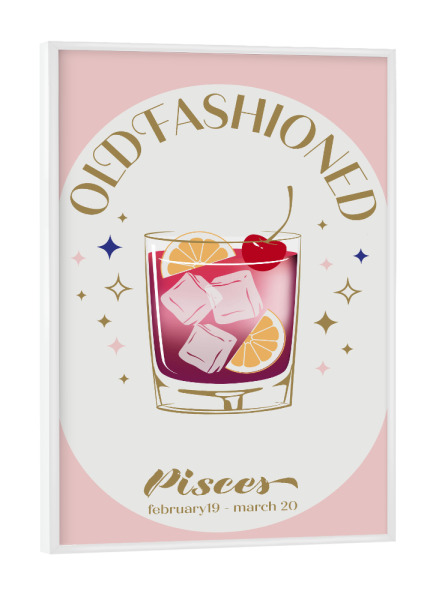 Poster mit weißem Rahmen "Old Fashioned Cocktail Zodiac Sign" artboxONE - Essen & Trinken / Alkohol