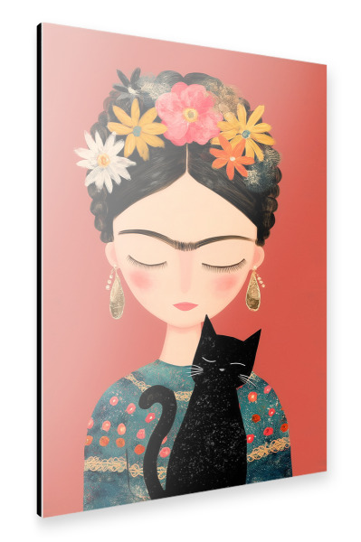 Alu-Dibond "Kleine Frida mit Katze" 30x20 cm artboxONE