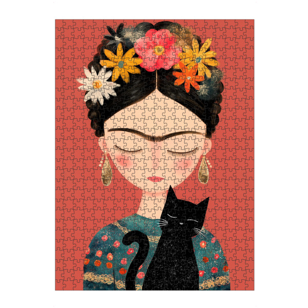 Puzzle Ravensburger "Kleine Frida mit Katze" artboxONE - Floral,Tiere,Menschen