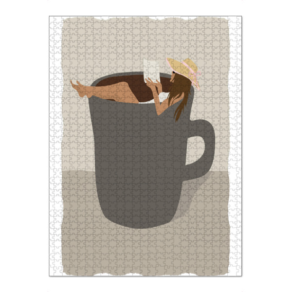 Puzzle Ravensburger "Ein weiterer Morgenkaffee" artboxONE - Essen & Trinken,Menschen - Buch,Kaffee,Faulenzen,Entspannung - Bild buch