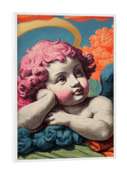 Poster mit weißem Rahmen "Himmliche Wolken mit Engel" artboxONE - Für Kinder,Menschen,Liebe