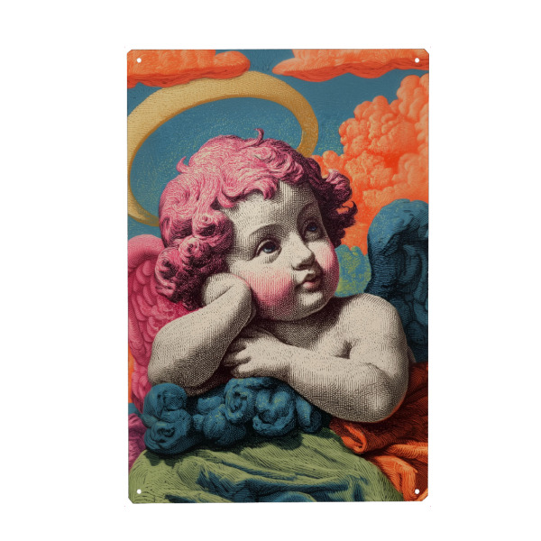 Metall Poster "Himmliche Wolken mit Engel" artboxONE - Für Kinder,Menschen,Liebe
