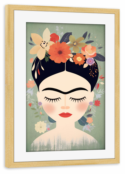 Poster mit Rahmen kiefer "Niedliche Blumen Frida" artboxONE - Natur,Floral,Für Kinder