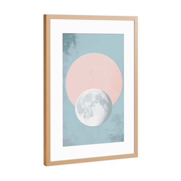 Poster mit Rahmen Kupfer "Pastel Mond im Kreis" artboxONE - Natur,Geometrie,Galaxy