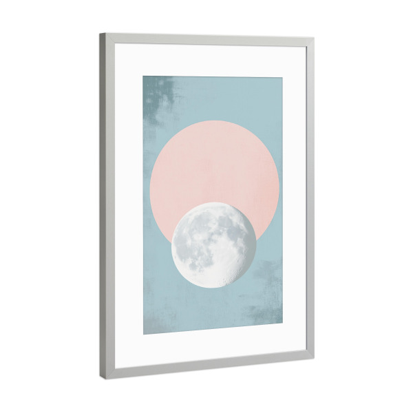 Poster mit Rahmen Silber "Pastel Mond im Kreis" artboxONE - Natur,Geometrie,Galaxy