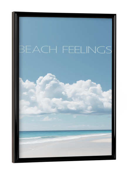 Poster mit schwarzem Rahmen "Strandgeflüster Beach Feelings" artboxONE - Typografie,Natur,Reise / Strand und Meer