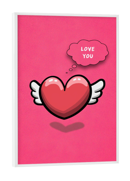 Poster mit weißem Rahmen "Herzgeflüster in Pink" artboxONE - Comic,Liebe,Lustig