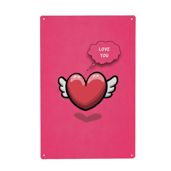 Metall Poster "Herzgeflüster in Pink" artboxONE - Comic,Liebe,Lustig