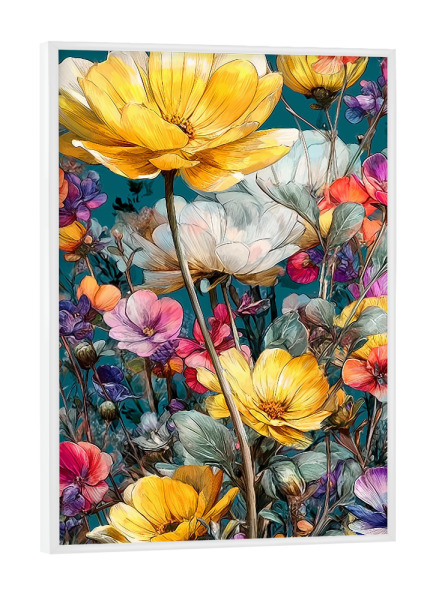 Poster mit weißem Rahmen "Schöner Blumengarten A (matart)" artboxONE - Natur - Blumen,Garten,Natur,Modern,Kunst