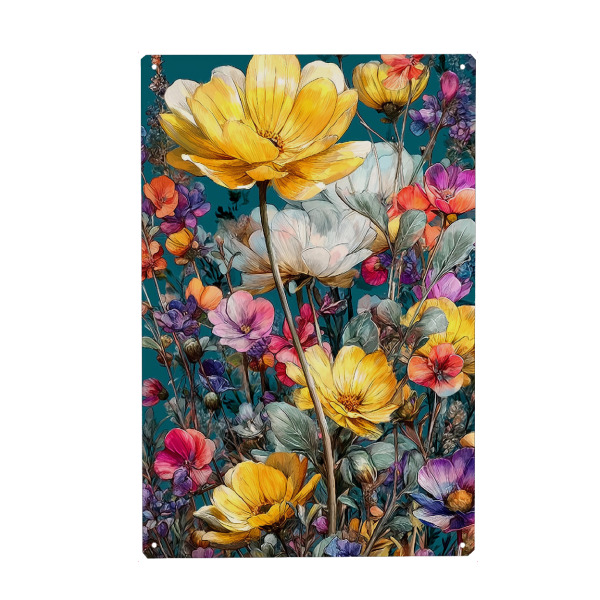 Metall Poster "Schöner Blumengarten A (matart)" artboxONE - Natur - Blumen,Garten,Natur,Modern,Kunst - Blechschild